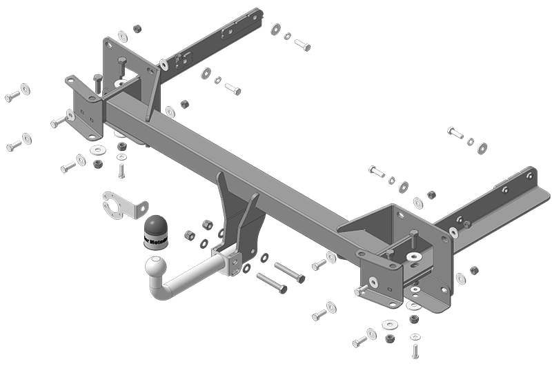 Фаркоп с оцинк. шаром Mercedes GLS-Class x166 2016-2019, Mercedes GLE-Class w166 2015-2019, Mercedes M-Class w164 2005-2012, w166 2012-2015, Mercedes GL-Class x164 2005-2012, x166 2012-2016 крепление шара на двух болтах