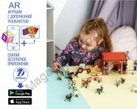 Игровой набор деревянный УСПЕШНАЯ ФЕРМА 45 фигурок на подставках + сборный сарай + мультфильмы