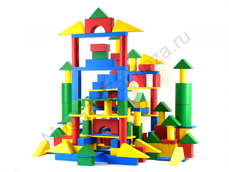 Конструктор детский СТРОИТЕЛЬ напольный цельнодеревянный 257 элемента