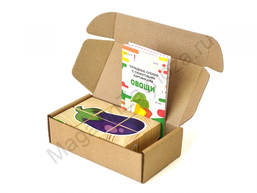Складные кубики с сюжетными картинками ОВОЩИ 6 штук