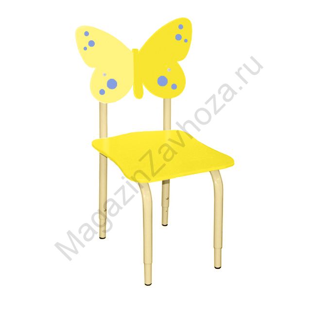 СТУЛ ДЕТСКИЙ НА МЕТАЛЛОКАРКАСЕ РЕГУЛИРУЕМЫЙ БАБОЧКИ 117 ЖЁЛТЫЙ