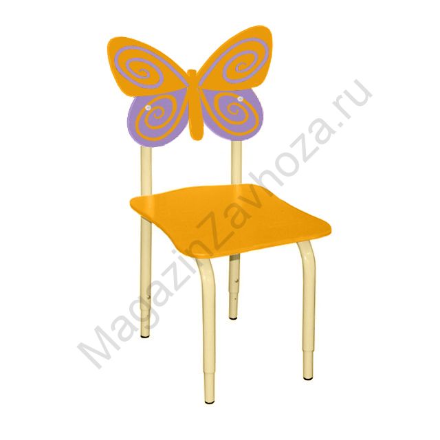 СТУЛ ДЕТСКИЙ НА МЕТАЛЛОКАРКАСЕ РЕГУЛИРУЕМЫЙ БАБОЧКИ 119 ОРАНЖЕВЫЙ