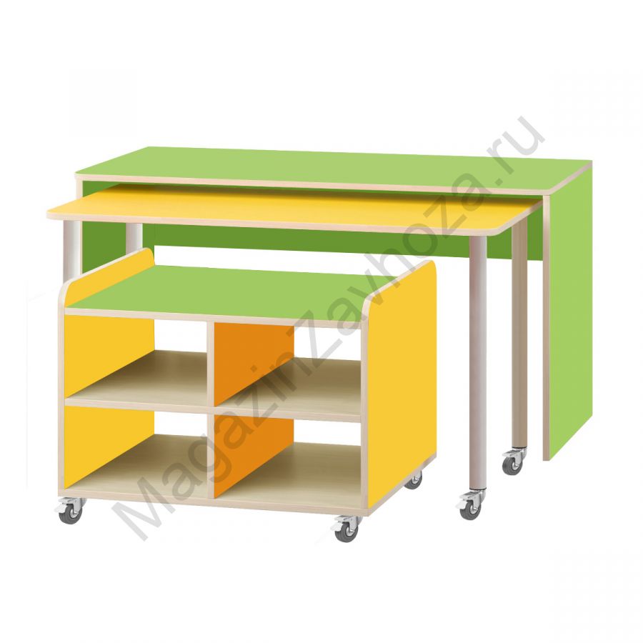 КОМПЛЕКТ.СТОЛЫ ДЕТСКИЕ НА ПОВОРОТНЫХ КОЛЁСНЫХ ОПОРАХ (3шт) без корзин