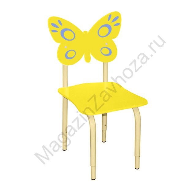 СТУЛ ДЕТСКИЙ НА МЕТАЛЛОКАРКАСЕ РЕГУЛИРУЕМЫЙ БАБОЧКИ 118 ЖЁЛТЫЙ