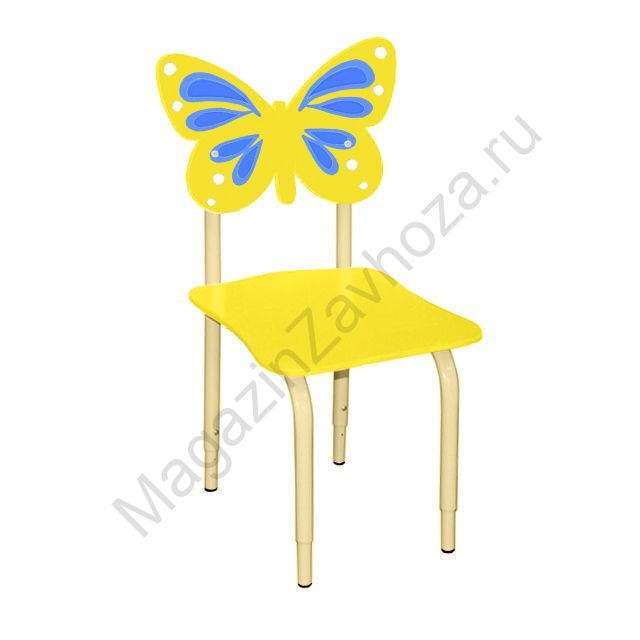 СТУЛ ДЕТСКИЙ НА МЕТАЛЛОКАРКАСЕ РЕГУЛИРУЕМЫЙ БАБОЧКИ 120 ЖЁЛТЫЙ
