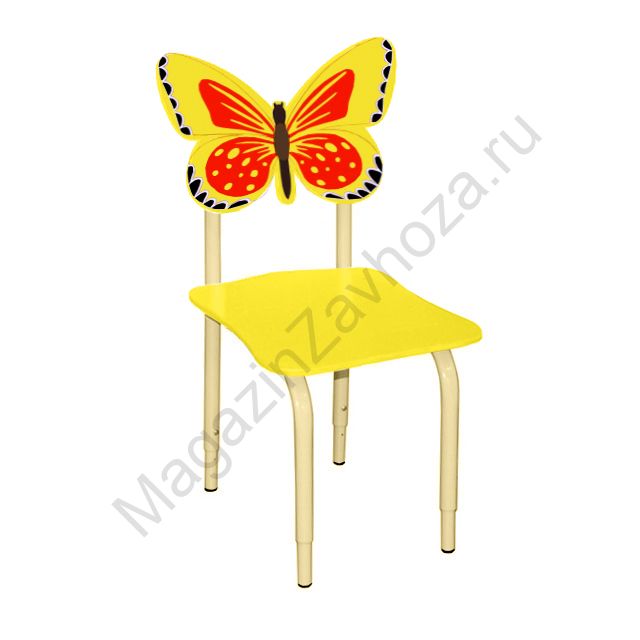 СТУЛ ДЕТСКИЙ НА МЕТАЛЛОКАРКАСЕ РЕГУЛИРУЕМЫЙ БАБОЧКИ 122 ЖЕЛТЫЙ