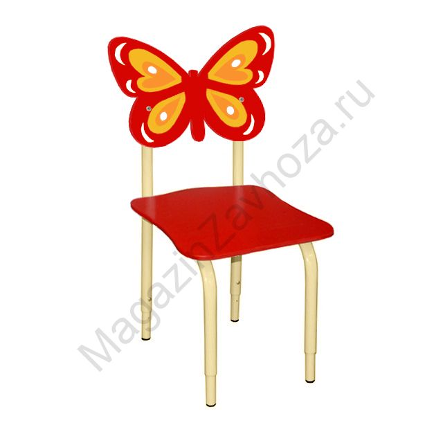 СТУЛ ДЕТСКИЙ НА МЕТАЛЛОКАРКАСЕ РЕГУЛИРУЕМЫЙ БАБОЧКИ 121 КРАСНЫЙ