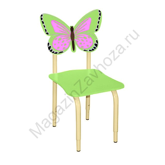 СТУЛ ДЕТСКИЙ НА МЕТАЛЛОКАРКАСЕ РЕГУЛИРУЕМЫЙ БАБОЧКИ 122 ЛАЙМ-РОЗОВЫЙ