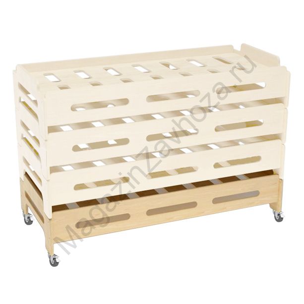 КРОВАТЬ ДЕТСКАЯ 94 (ФАНЕРА) ШТАБЕЛИРУЕМАЯ НА УСИЛЕННЫХ КОЛЕСНЫХ ОПОРАХ