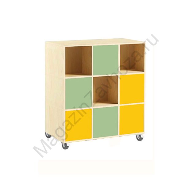 СТЕЛЛАЖ 8 ТРЁХСЕКЦИОННЫЙ ДВУХСТОРОННИЙ МОБИЛЬНЫЙ 9 ЯЧЕЕК