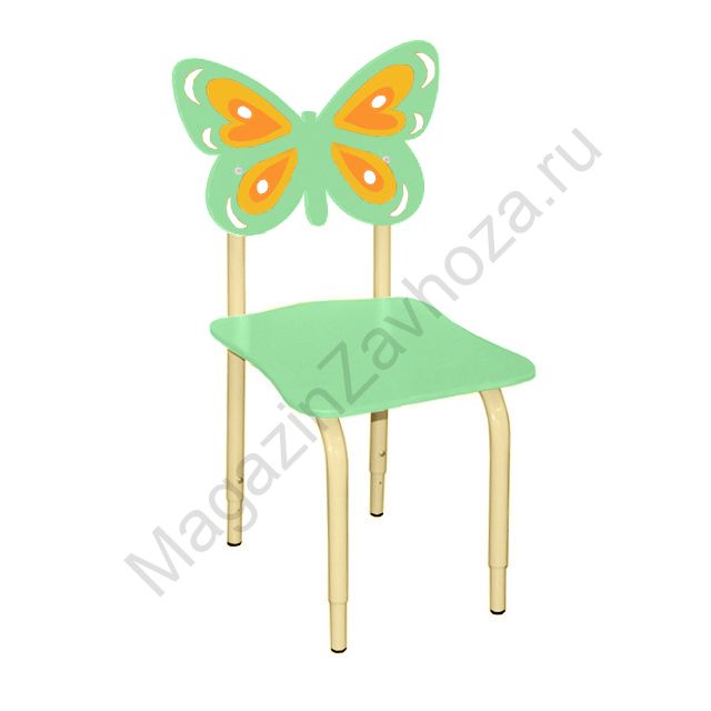 СТУЛ ДЕТСКИЙ НА МЕТАЛЛОКАРКАСЕ РЕГУЛИРУЕМЫЙ БАБОЧКИ 121 САЛАТОВЫЙ
