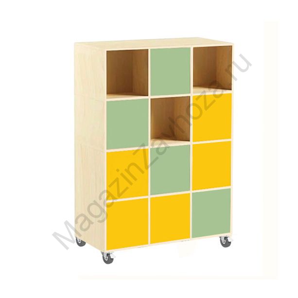 СТЕЛЛАЖ 8 ТРЁХСЕКЦИОННЫЙ ДВУХСТОРОННИЙ МОБИЛЬНЫЙ 12 ЯЧЕЕК