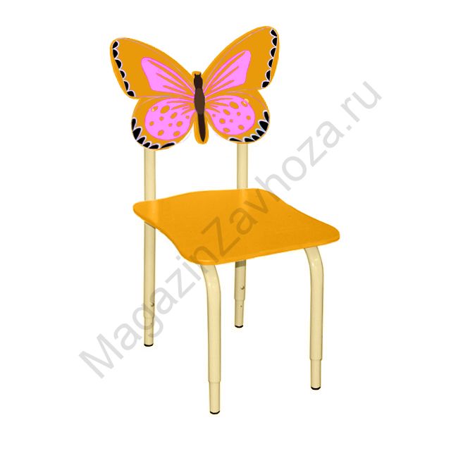 СТУЛ ДЕТСКИЙ НА МЕТАЛЛОКАРКАСЕ РЕГУЛИРУЕМЫЙ БАБОЧКИ 122 ОРАНЖЕВЫЙ-РОЗОВЫЙ