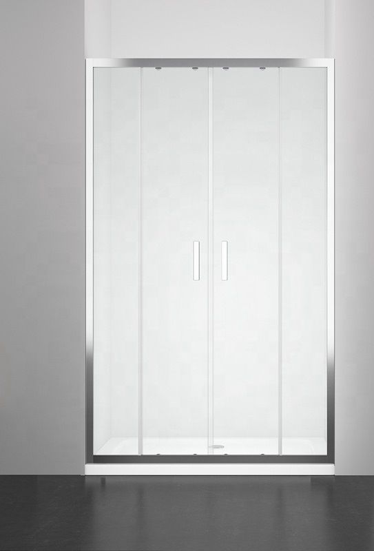 Душевая дверь Oporto Shower 8007-2CH 140x190 см раздвижная, стекло прозрачное 6 мм