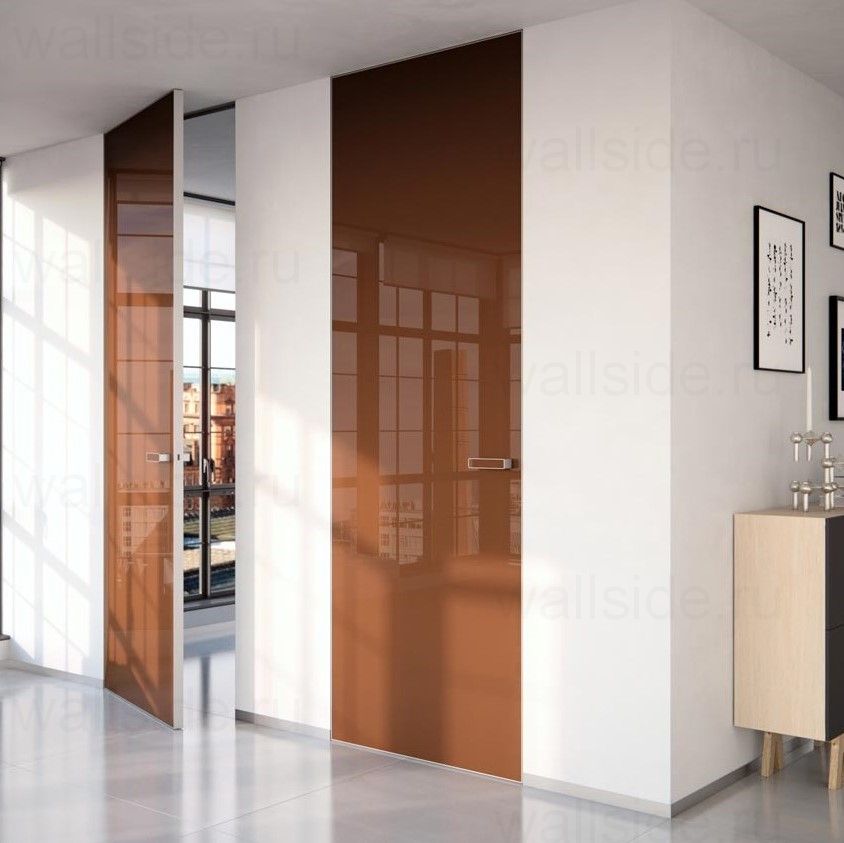 Скрытая дверь Pro Design Glass с матовым стеклом, открывание наружу