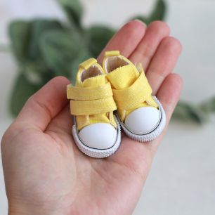 Обувь для кукол Кеды 5 см на липучках (лимонные)