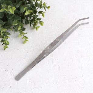 Пинцет металлический с загнутыми кончиками, 24,5 см.