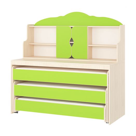 РСН-0044 Кровать-тумба с надстройкой трехъярусная выкатная (1482х676х1718 мм)