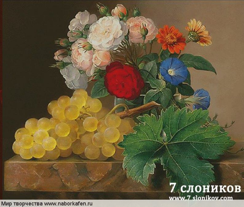 Набор для вышивания "Still life of flowers and grapes"