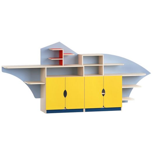 РСН-0185 Стеллаж для игрушек "Пароход" (2800х400х1200 мм)