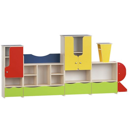 РСН-0182 Стеллаж для игрушек "Паровозик 2" (2724x340x1300 мм)