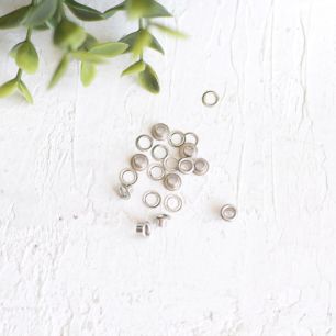 Люверсы металлические, D отверстия 3 мм., высота 3 мм., 10 шт. цвет - серебро