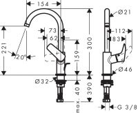 Смеситель Hansgrohe Logis для раковины 71130000 схема 1