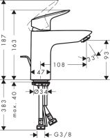 Смеситель Hansgrohe Logis для раковины 71100000 схема 1