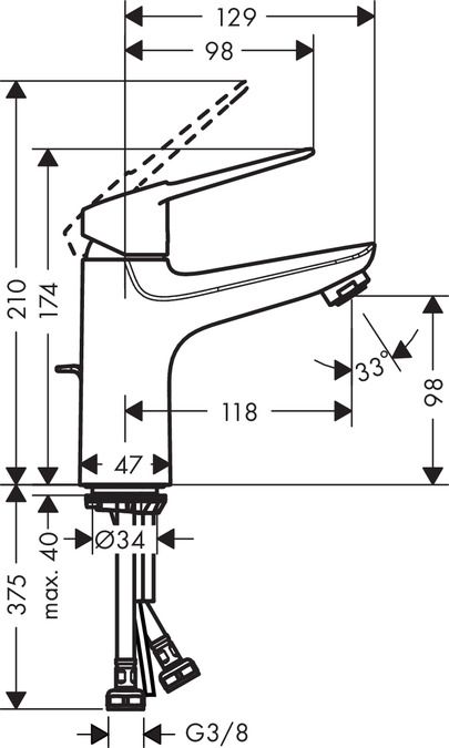 Смеситель Hansgrohe Novus Loop для раковины 71081000 схема 1