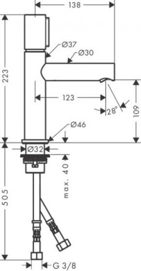 Смеситель Hansgrohe AXOR Uno для раковины 45012000 ФОТО