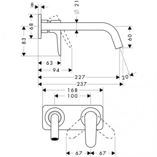 Смеситель Hansgrohe AXOR Citterio M для раковины 34115000 схема 1