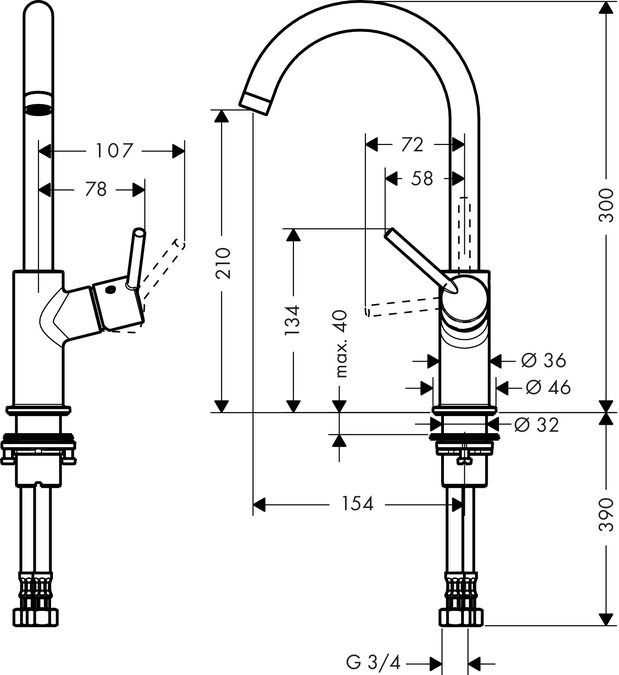 Смеситель Hansgrohe Talis для раковины 32082000 ФОТО