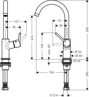 Смеситель Hansgrohe Talis для раковины 32082000 схема 1