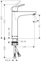 Смеситель Hansgrohe Focus для раковины 31518000 схема 1