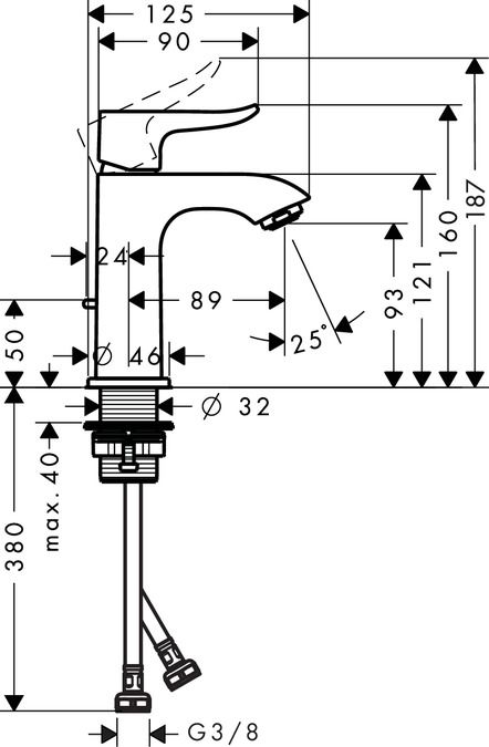 Смеситель Hansgrohe Metris для раковины 31088000 схема 1