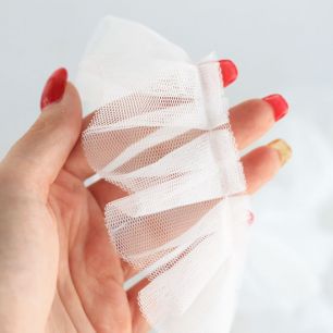 Кружево-сетка рюша, 5 см, белый, 50 см