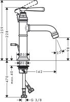 Смеситель Hansgrohe AXOR Montreux для раковины 16515820 схема 1