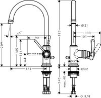 Смеситель Hansgrohe AXOR Montreux для раковины 16517820 схема 1