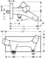 Смеситель Hansgrohe AXOR Starck Organic для ванны с душем 12410000 схема 1