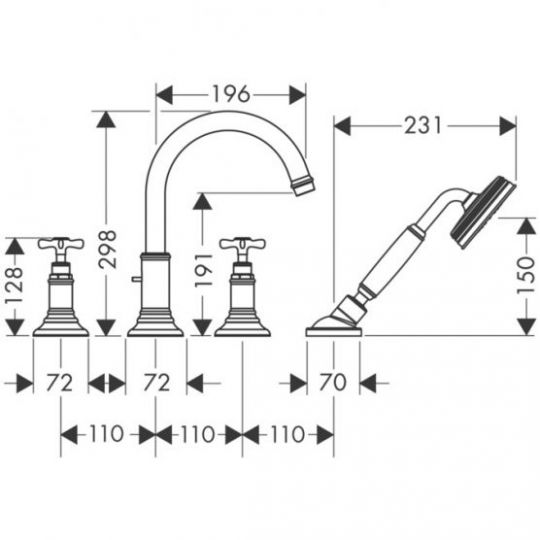 Смеситель Hansgrohe AXOR Montreux для ванны с душем 16544000 ФОТО