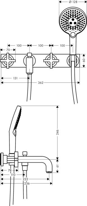 Смеситель Hansgrohe AXOR Citterio для ванны с душем 39441000 ФОТО