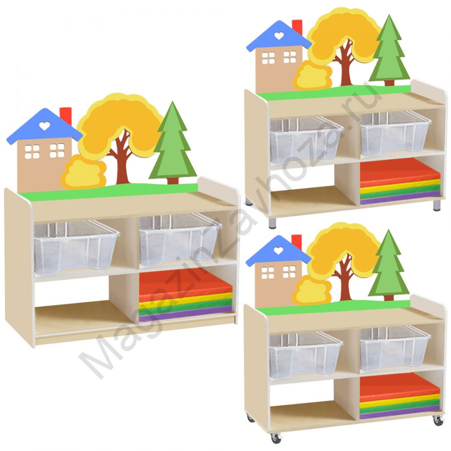 ТУМБА ДЛЯ ИГРУШЕК И ПОСОБИЙ 20 ОДНОСТОРОННЯЯ С 2-МЯ КОНТЕЙНЕРАМИ И МИНИ-МАТАМИ