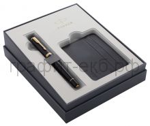 Набор Parker Urban Ручка перьевая Black GT + футляр для карт 2121998