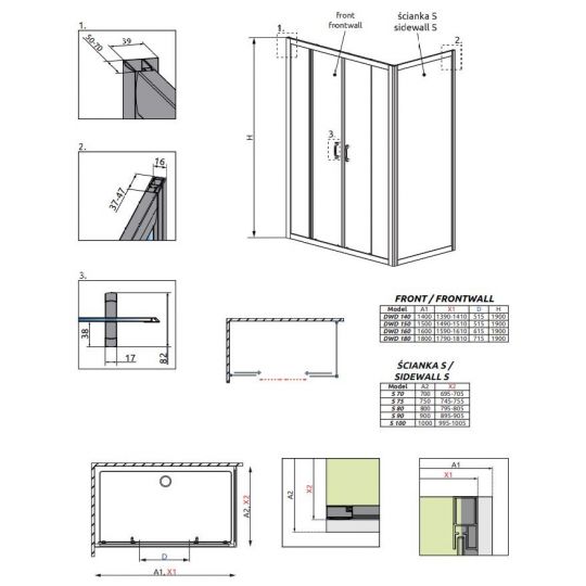 Двустворчатое душевое ограждение Radaway Premium Plus DWD+S ФОТО