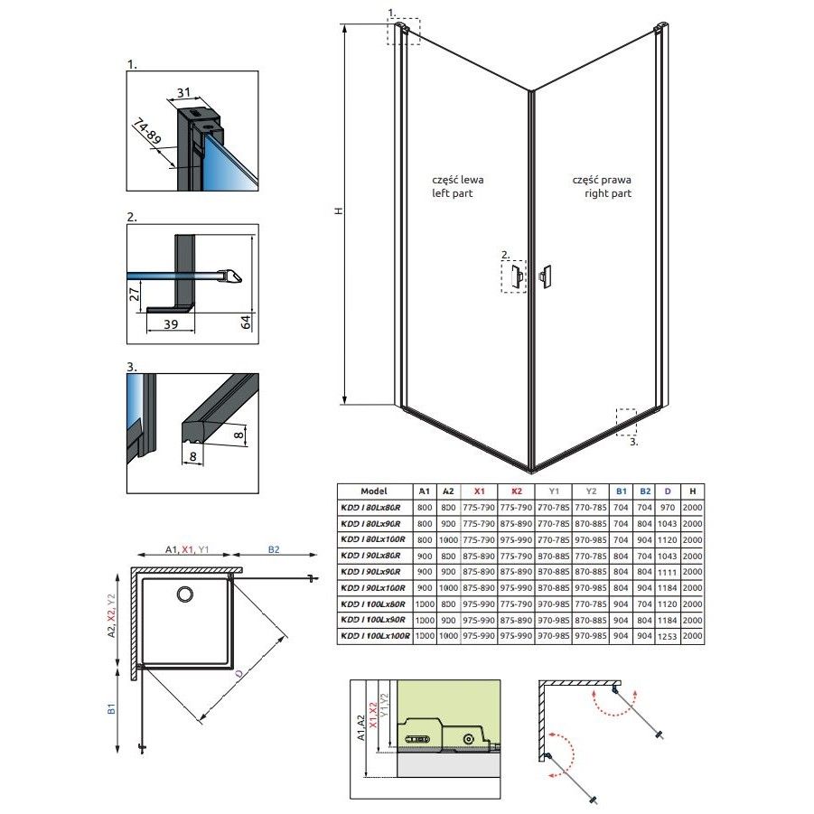 Черный стеклянный душевой уголок Radaway Nes KDD I Frame ФОТО