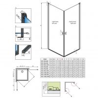 Черный стеклянный душевой уголок Radaway Nes KDD I Frame схема 2