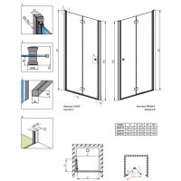 Складная хромированная дверь Radaway Eos DWB для душевого уголка схема 2