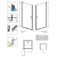 Душевая стеклянная дверь Radaway Nes 8 Black DWJ I Frame в черной раме схема 2