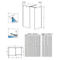 Стеклянная душевая перегородка Walk-in Radaway Modo New Black III Frame с черными перегородками схема 2