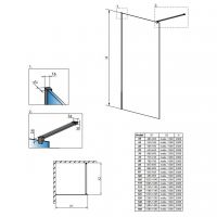 Душевая перегородка Walk-in Radaway Modo X Black II Frame в черной раме схема 2